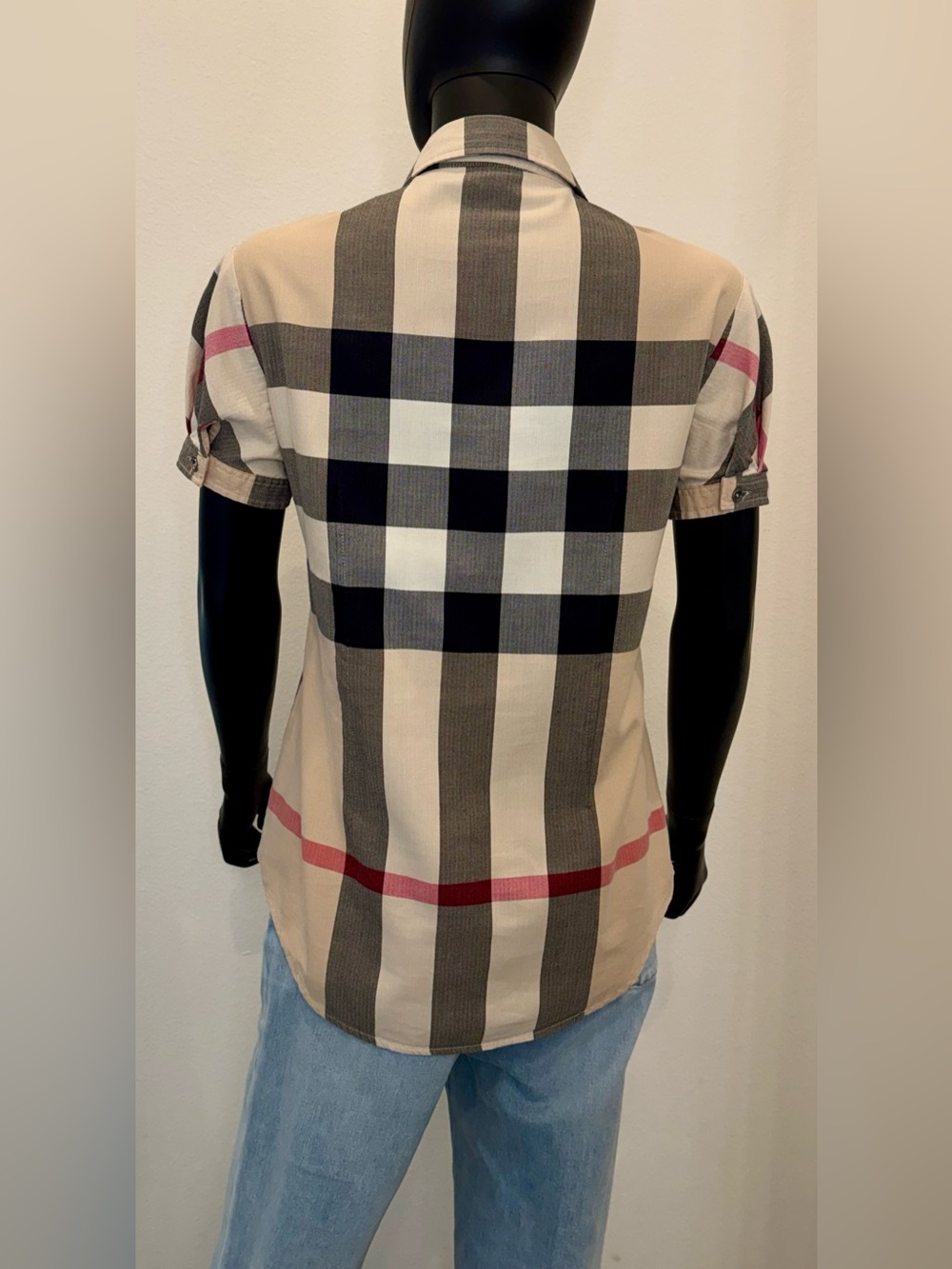 Burberry Beige Plaid Short-Sleeve Button-Front Shirt - Picture 8 of 11